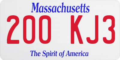 MA license plate 200KJ3