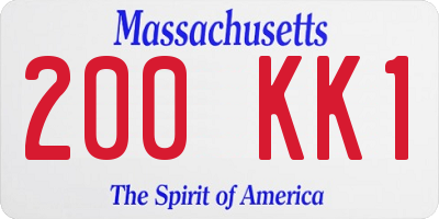 MA license plate 200KK1