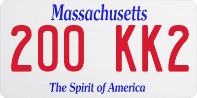 MA license plate 200KK2