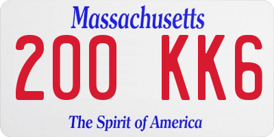 MA license plate 200KK6