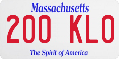 MA license plate 200KL0