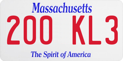 MA license plate 200KL3