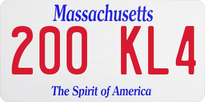 MA license plate 200KL4