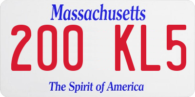 MA license plate 200KL5