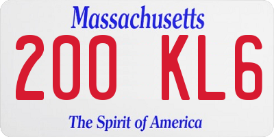 MA license plate 200KL6
