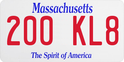 MA license plate 200KL8