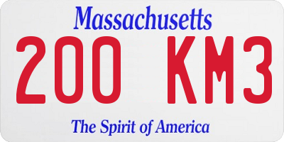 MA license plate 200KM3