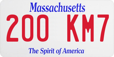 MA license plate 200KM7