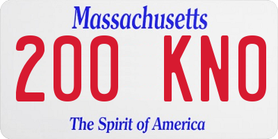 MA license plate 200KN0