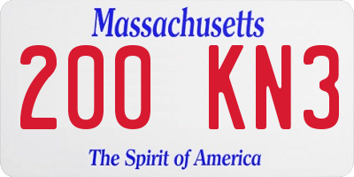 MA license plate 200KN3