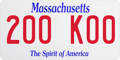 MA license plate 200KO0