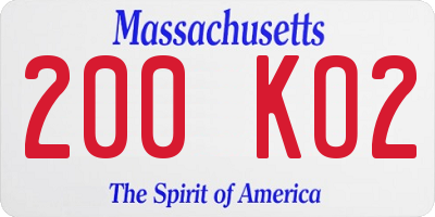 MA license plate 200KO2