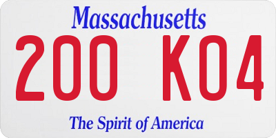 MA license plate 200KO4