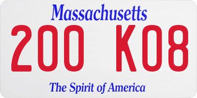 MA license plate 200KO8