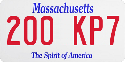 MA license plate 200KP7