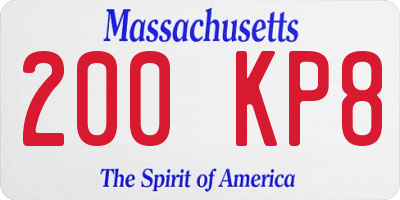 MA license plate 200KP8