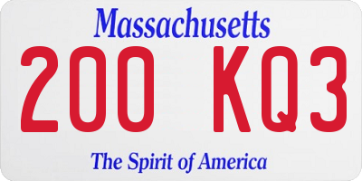 MA license plate 200KQ3