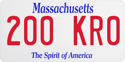 MA license plate 200KR0