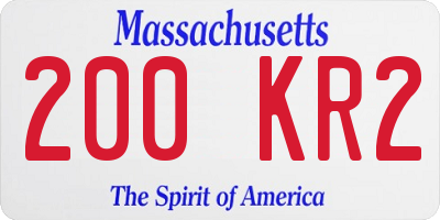 MA license plate 200KR2