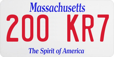 MA license plate 200KR7
