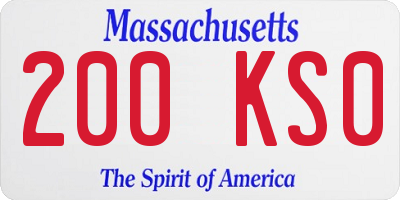 MA license plate 200KS0