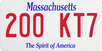 MA license plate 200KT7