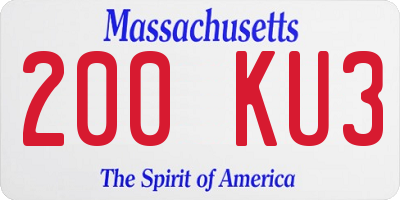 MA license plate 200KU3