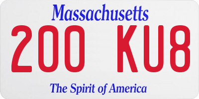 MA license plate 200KU8