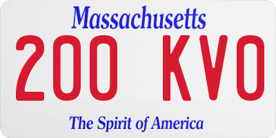 MA license plate 200KV0