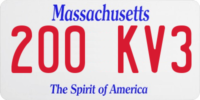 MA license plate 200KV3