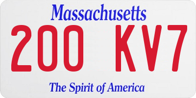 MA license plate 200KV7
