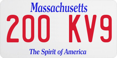 MA license plate 200KV9