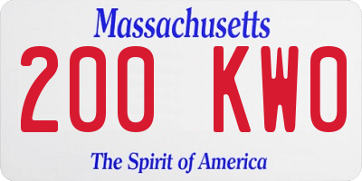 MA license plate 200KW0