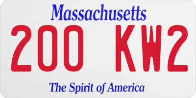 MA license plate 200KW2