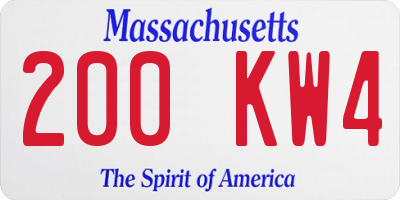 MA license plate 200KW4
