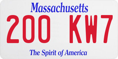 MA license plate 200KW7