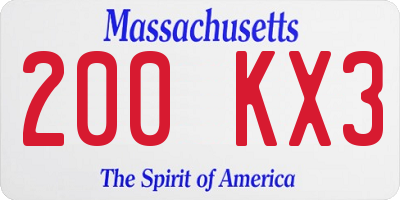 MA license plate 200KX3