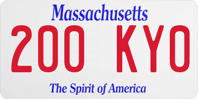 MA license plate 200KY0