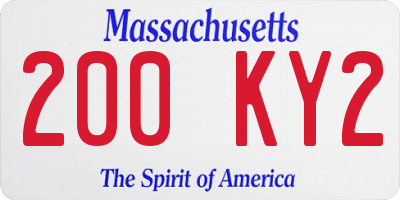 MA license plate 200KY2