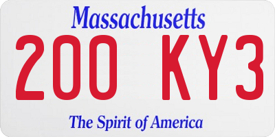 MA license plate 200KY3