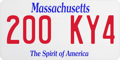 MA license plate 200KY4
