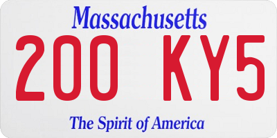 MA license plate 200KY5