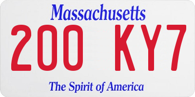 MA license plate 200KY7