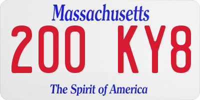MA license plate 200KY8