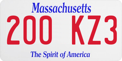 MA license plate 200KZ3