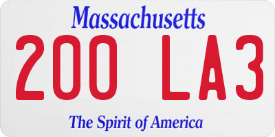 MA license plate 200LA3