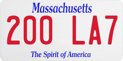 MA license plate 200LA7