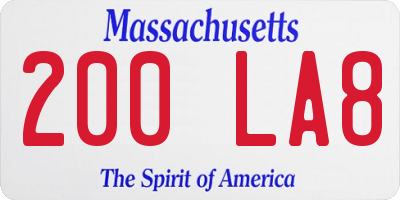 MA license plate 200LA8