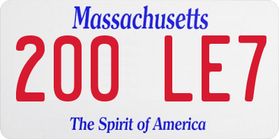 MA license plate 200LE7