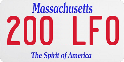 MA license plate 200LF0